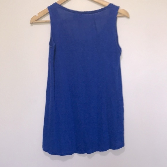 CYNTHIA Rowley blue linen sleeveless shirt sz XS oversized - Picture 4 of 8